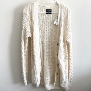 NWT Abercrombie A&f Chunky knit cream cardigan